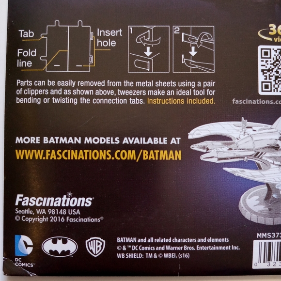 Metal Earth BATMAN BATWING 3D Metal Model Kit MMS373 Ages 14+ 2016 360 View - Picture 6 of 7